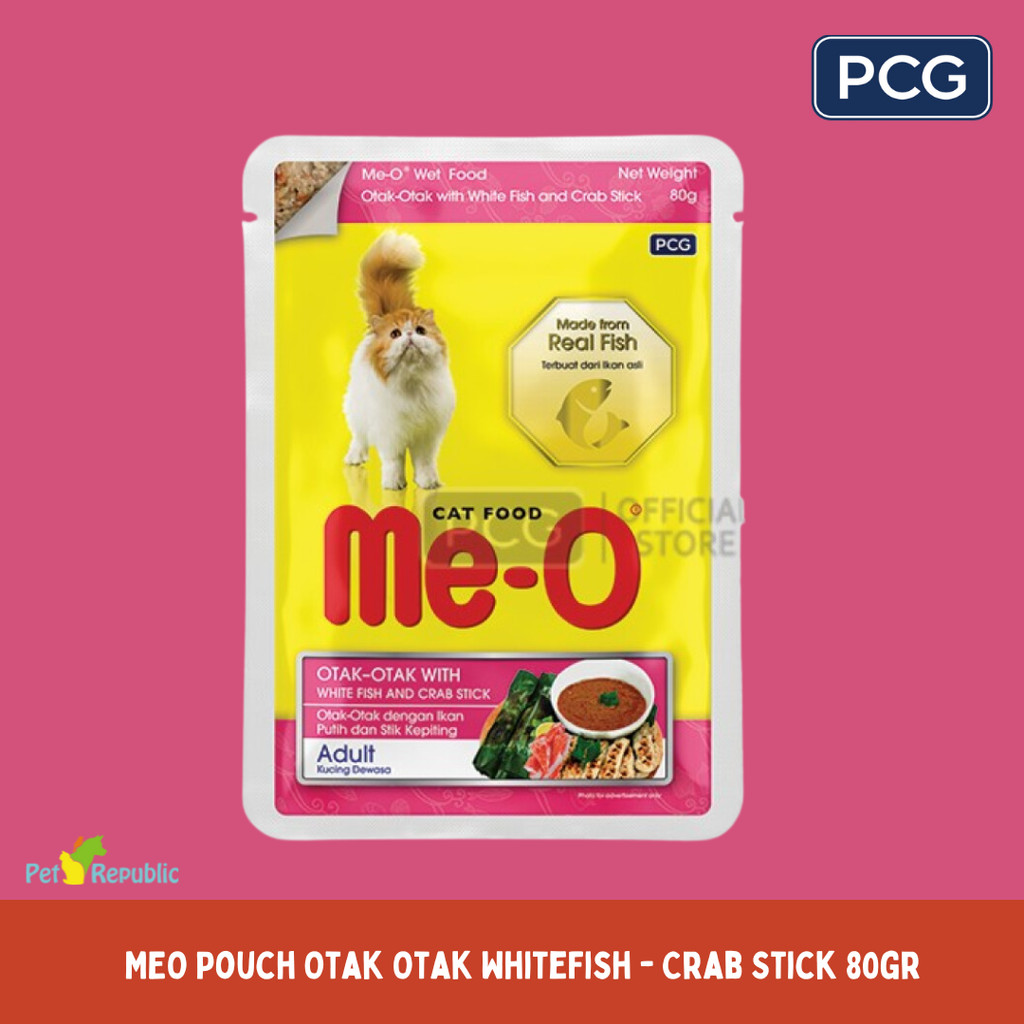 MEO Pouch Makanan Kucing Otak Otak with White Fish Crab Stick 80gr
