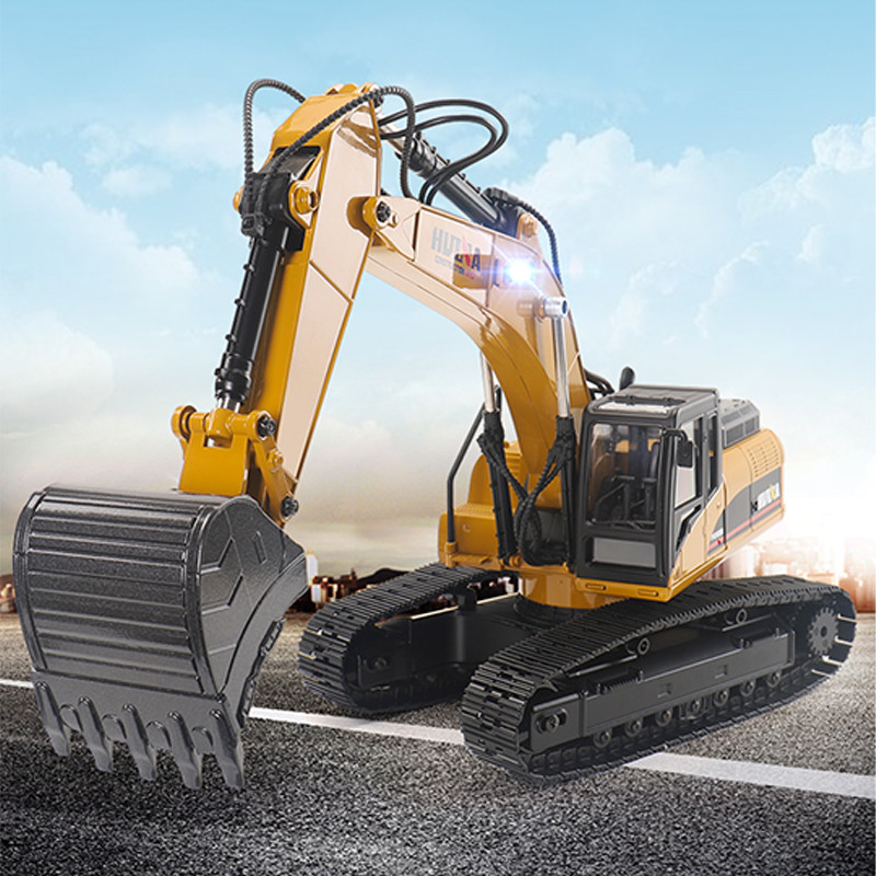 RC Excavator 1580 HUINA 1/14 Scale RTR Metal Remote Control Truck Car Smoke Battery Outdoor RC Toys 