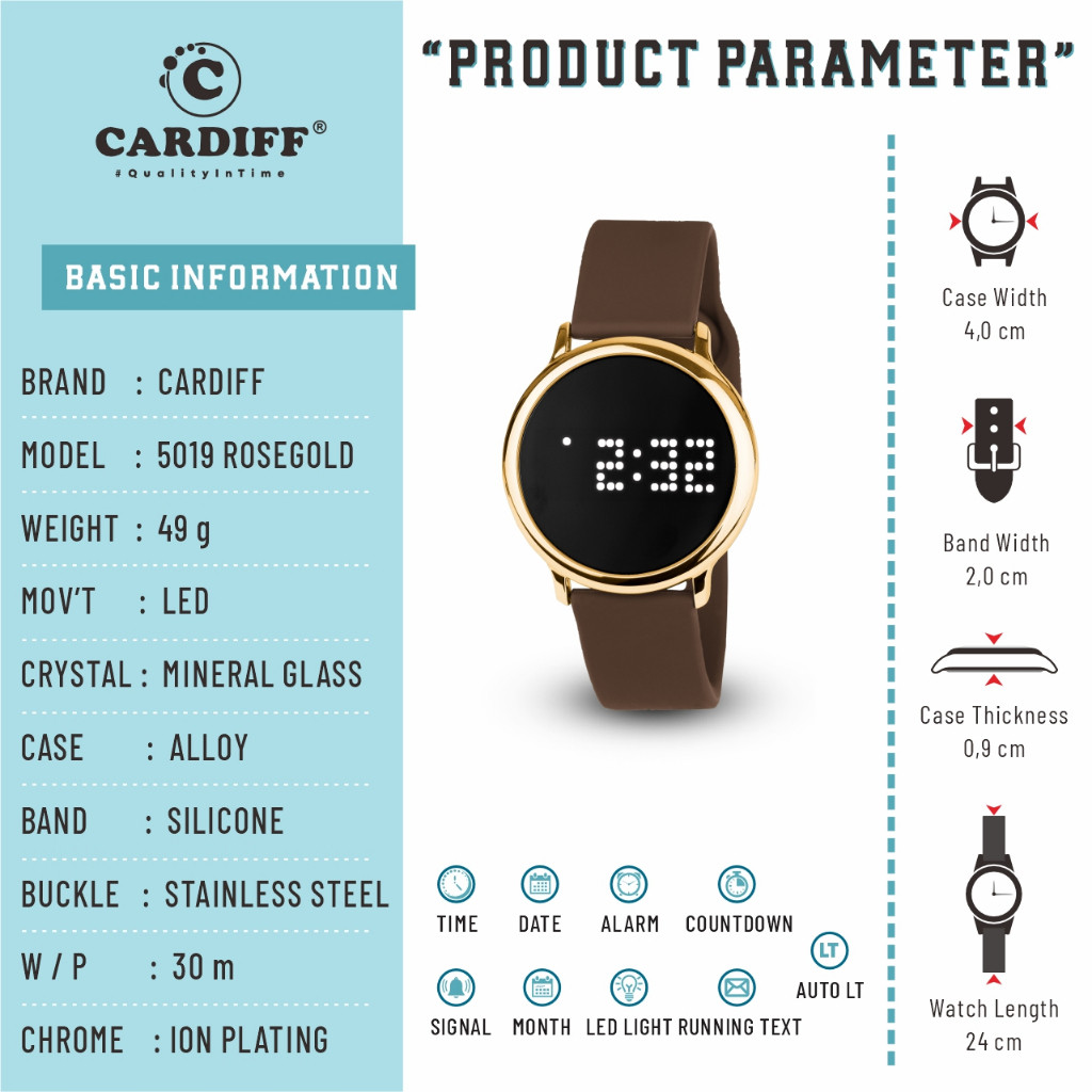 CARDIFF Watch LED 5019 RG Jam Tangan Digital