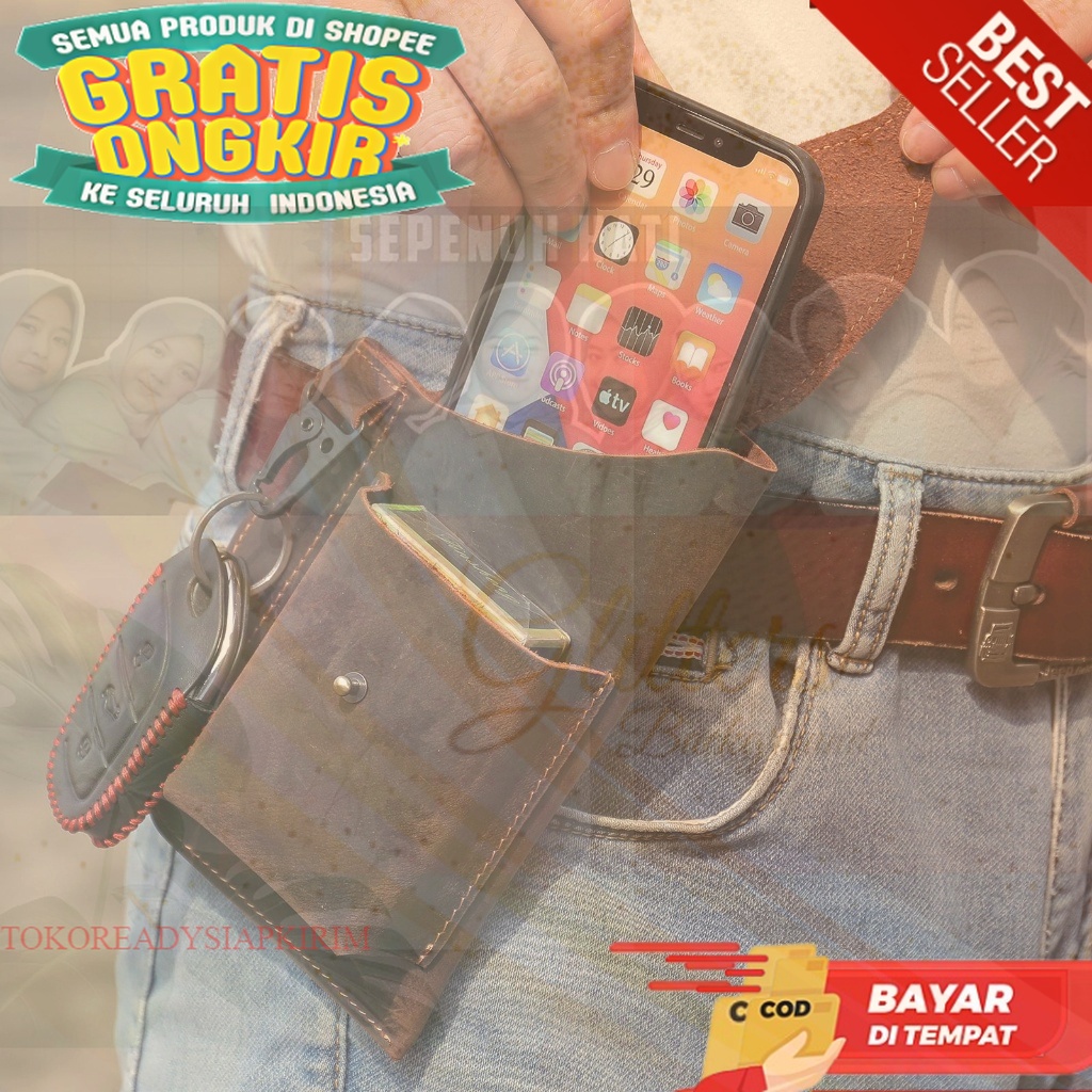 Tas Pria Slempang Import Super Tas Selempang Tas HP Handphone Kulit Pria Branded TS 09 Tas Cowok 100