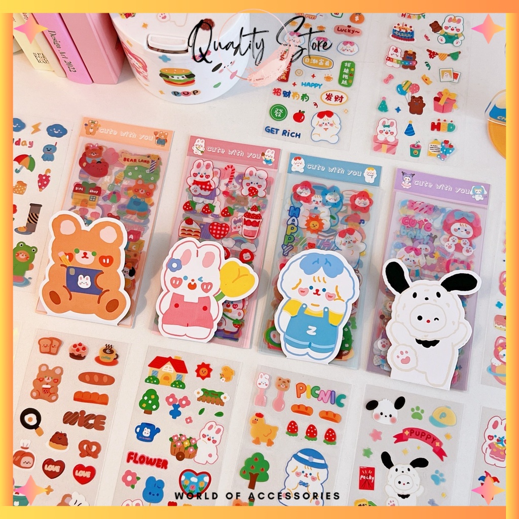 

QS - 10PCS - STICKER PANJANG AESTHETIC LUCU DESIGN DIY WATERPROOF / STICKER BUKU DIARY TUMBLER