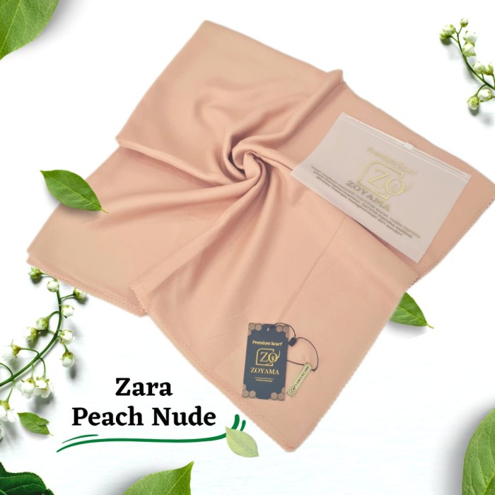 ZOYAMA Zara - Hijab Peach Nude - jilbab segiempat glamour