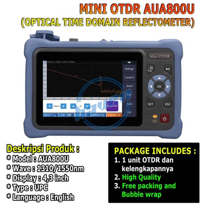 Smart Mini OTDR OTDR Fiber Optic AUA800U OTDR Mini Touchscreen