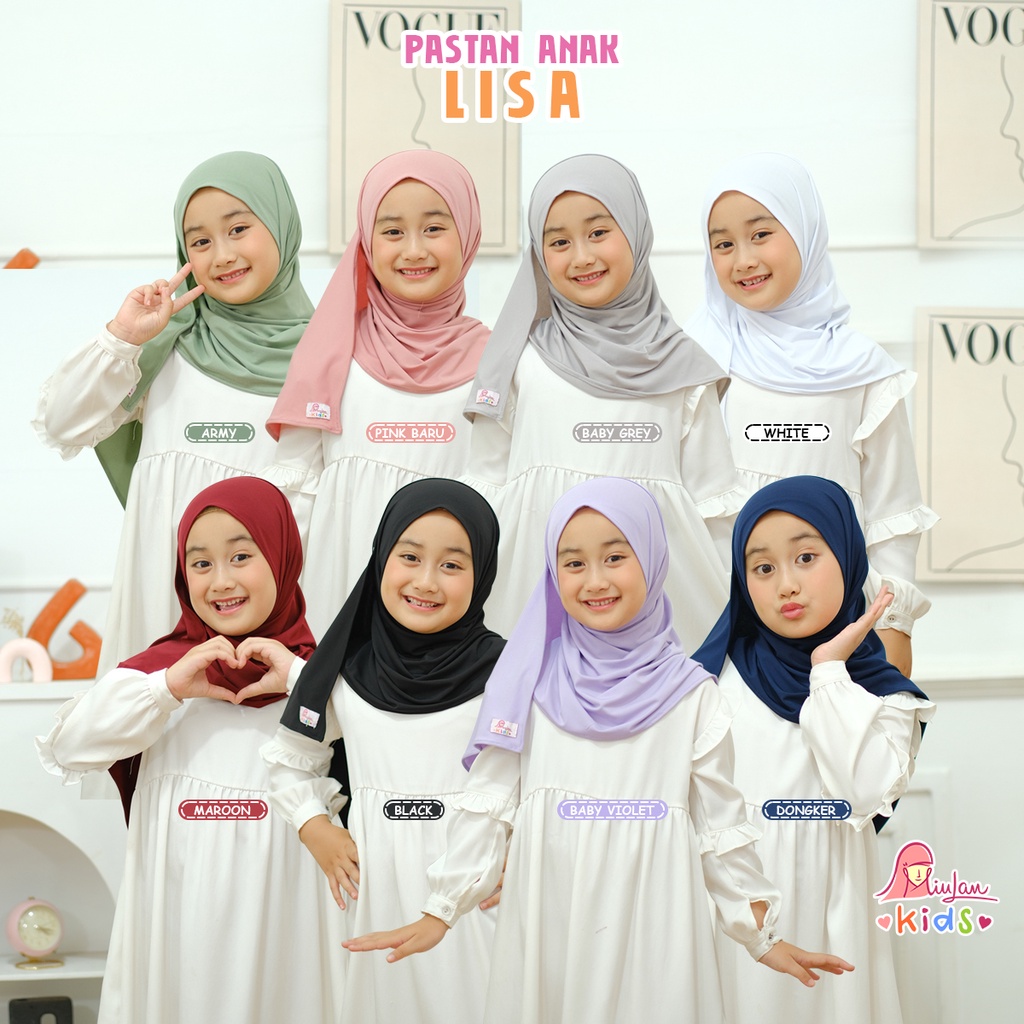 Miulan Kids Jilbab Anak Pastan Lisa Pashmina Instan Usia TK SD