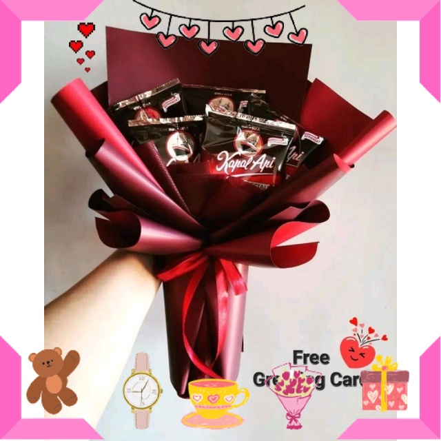 HAMPERS BAYI ANAK MUDA REMAJA PACAR ISTRI BIKIN ROMANTIS ANNIVERSERY/ Buket Kopi untuk Cowok Cewek -