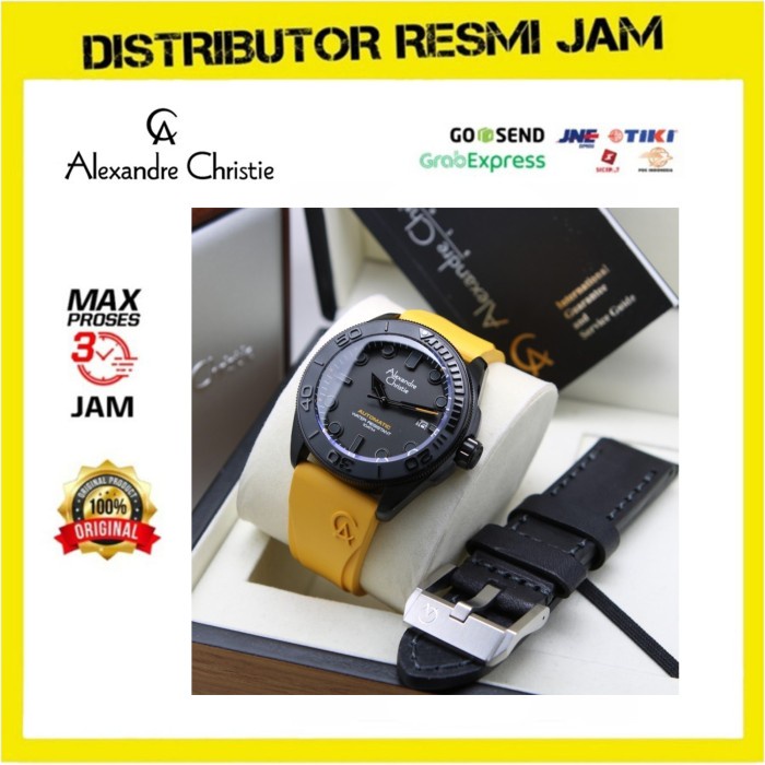 Jam Tangan Pria Alexandre Christie AC3042 AC 3042 Black Yellow