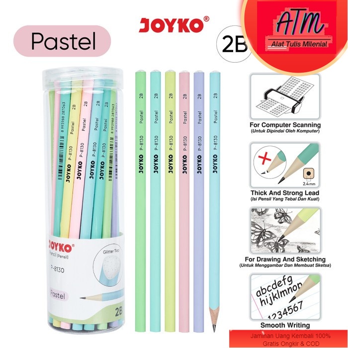 

Pencil Pensil Joyko P-8130 2B 1 Drum 36 Pcs Pastel