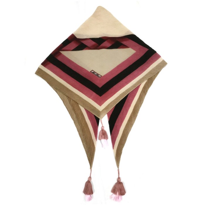 PLISKET BANDUL Jilbab Voal Motif Pompom Kerudung Segi Empat Motif 2 - A11 Cream