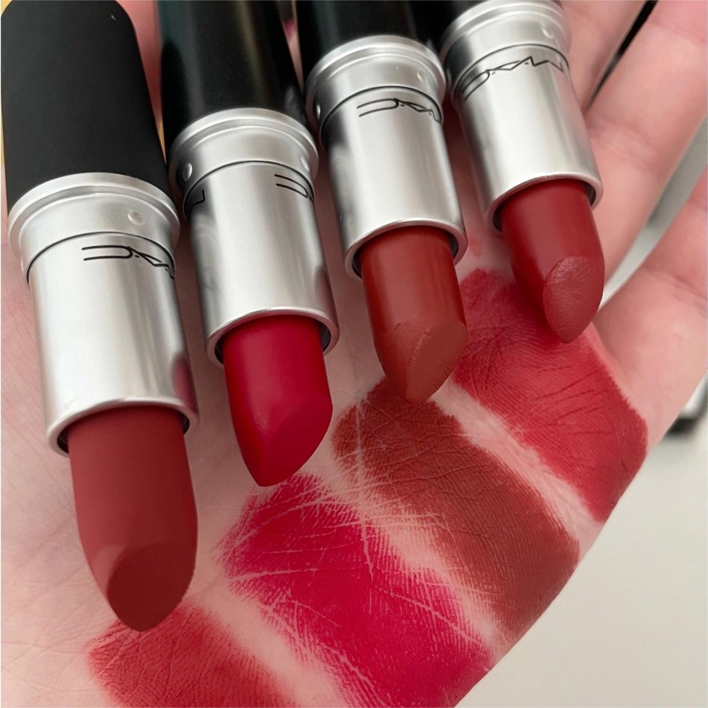 MAC Matte Lipstick Full Size 3gr/ Mac Mini Satin Lipstick Rouge A Levres Powder Kiss Lipstick Travel