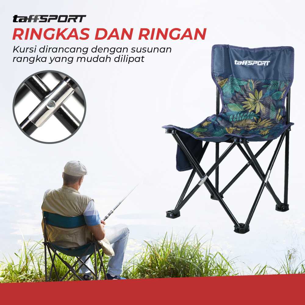 [COD] TaffSPORT Kursi Lipat Mancing Camping Foldable Chair with Pocket