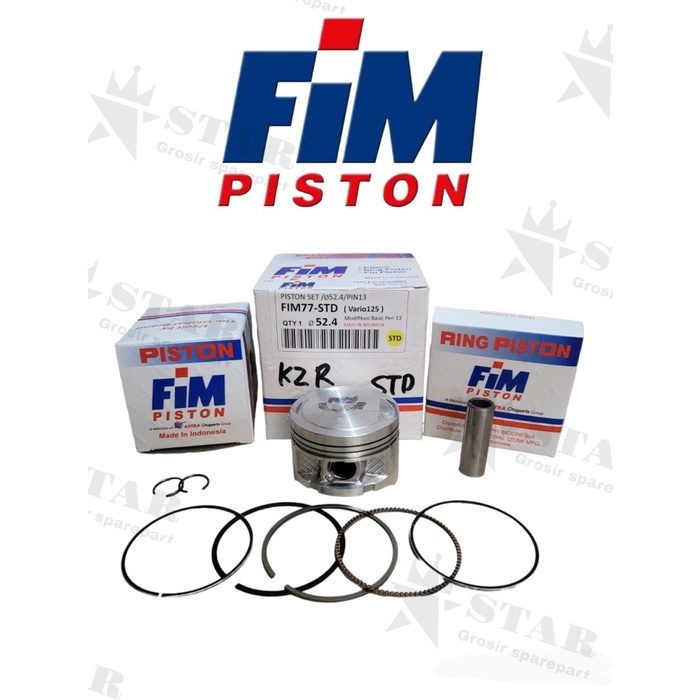 PISTON KIT VARIO TECNO 125 KZR KWN / VARIO 125 FI FIM 77 PEN 13 - STD (52,4MM)