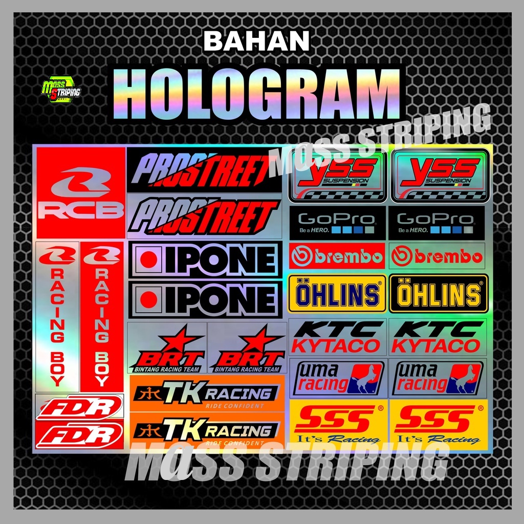 STICKER STIKER SPONSOR PACK HOLOGRAM VINYL RACING ISI BANYAK BRAND LAMINASI AWET  modif yss motul pr