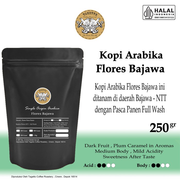 

✨PROMO✨ -KOPI ARABIKA FLORES BAJAWA 250GR BIJI ATAU BUBUK | ARABICA COFFEE - MEDIUM ROAST, BIJI KOPI