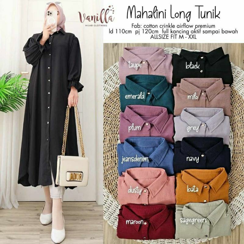KOLEKSI oriya tunik / MAHALINI LONG TUNIK/AZARINE LONG TUNIK/FEMALE LONG TUNIK