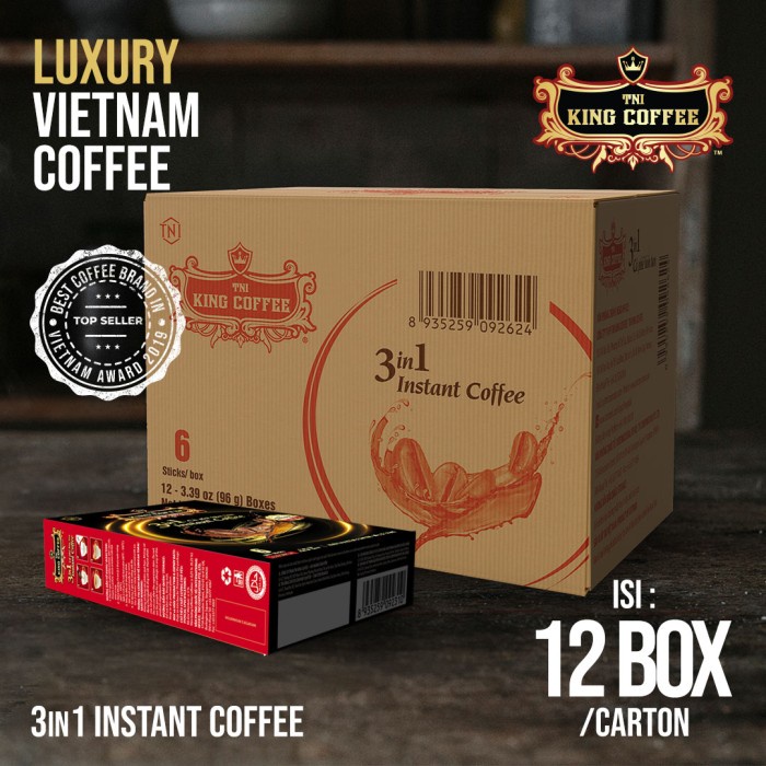 

DUS Karton 12 Box King Coffee 3 in 1 6 sachet Kopi Premium Vietnam G7