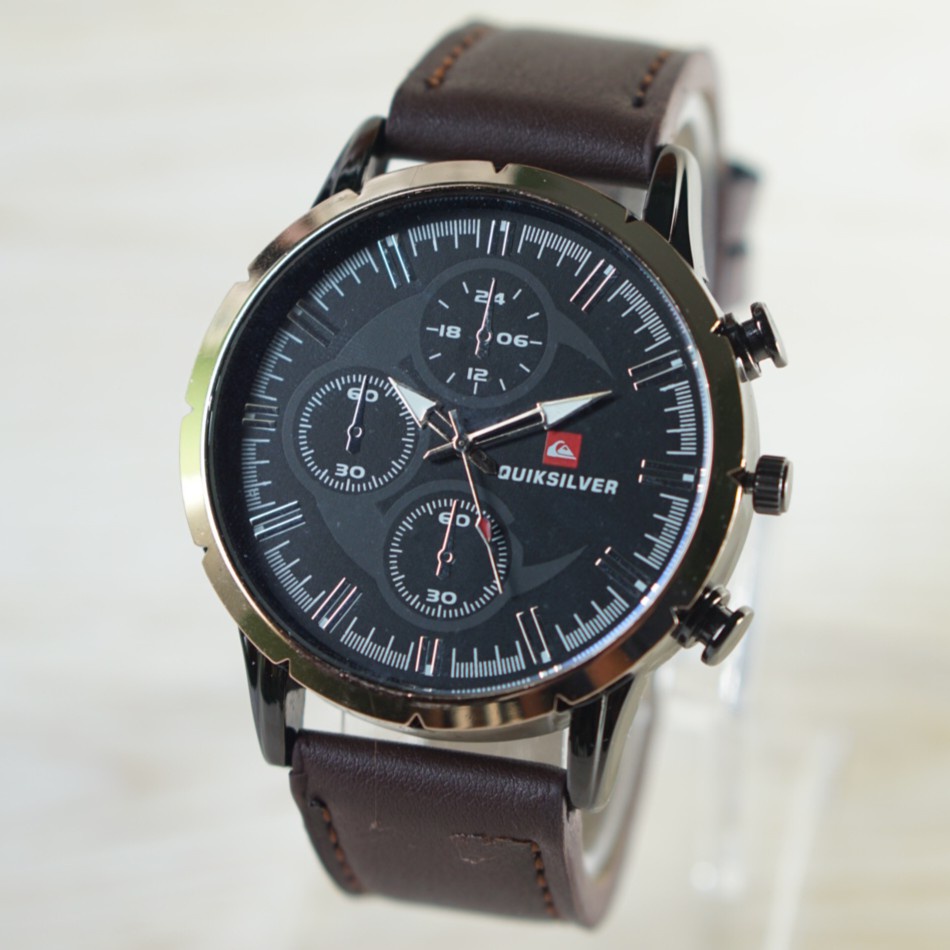 terlaris wbs jam tangan pria chrono murah qs quicksilver kulit analog premium couple wanita grosir