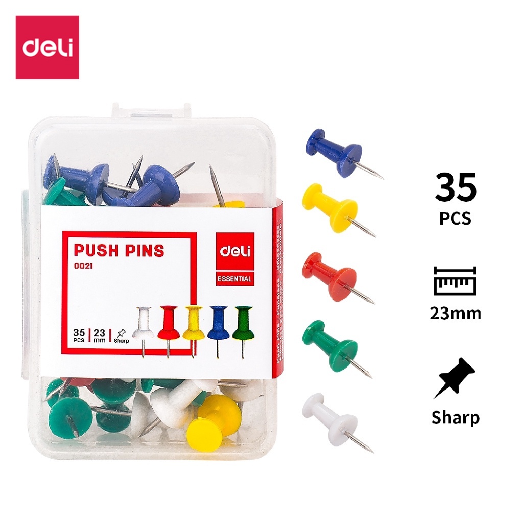 

Deli Binder Clips Penjepit Kertas Pin-Warna Push Pins/ Kebutuhan Kantor / 23mm
