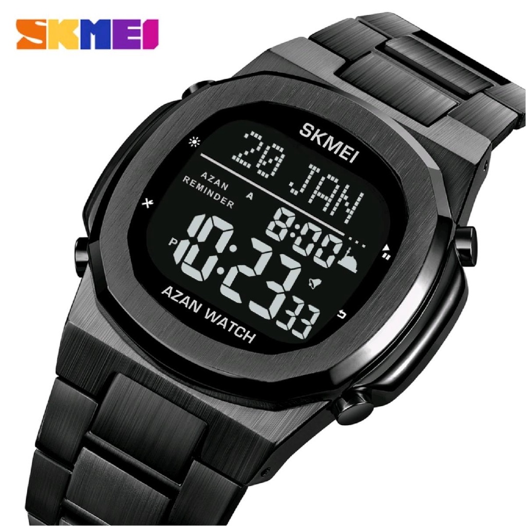 Jam Tangan Unisex Digital SKMEI 2004 dan 2036 ORIGINAL Fitur Adzan dan Muslim Kiblat Anti Air 3 BAR