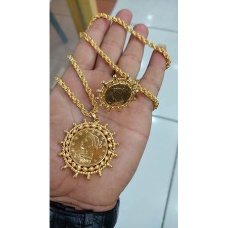 cincin kalung dan liontin tempahan lapis emas