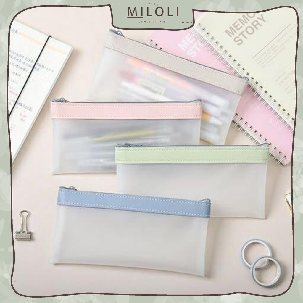 

[MILOLI] Kotak Pensil Semi Transparant Pvc Pensil Case Morandi Tempat Pensil Dove Stationery - F0226