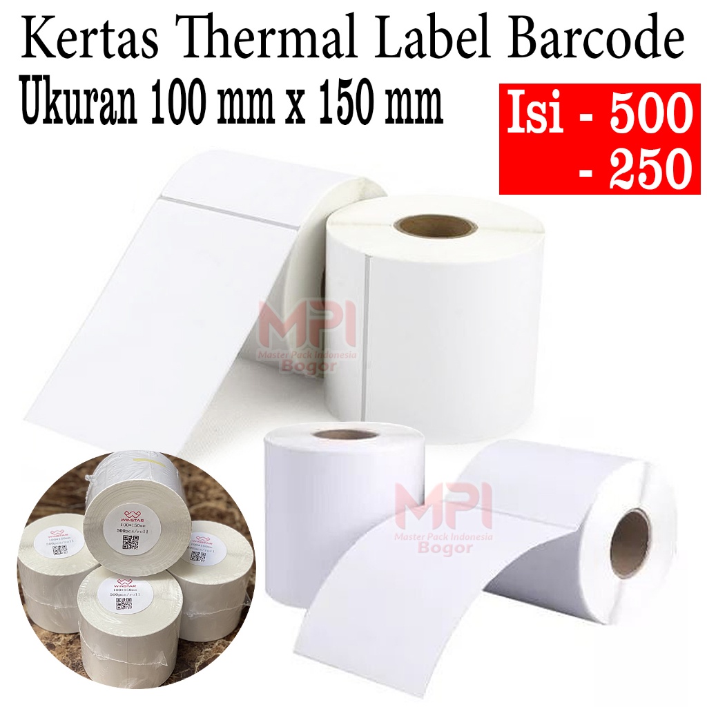 

Kertas Label Barcode WINSTAR 100 x 150 cm / Kertas Stiker Thermal 100 x 150 mm isi 500