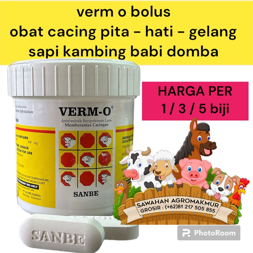 verm o bolus obat cacing sapi kambing domba ecer