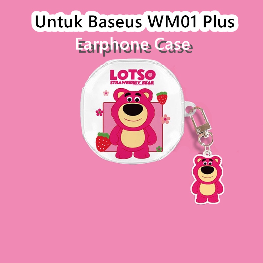 Parity Untuk Baseus Encok WM01 Plus Case Gadis cantik transparan yang menyenangkan Soft Silicone Ear