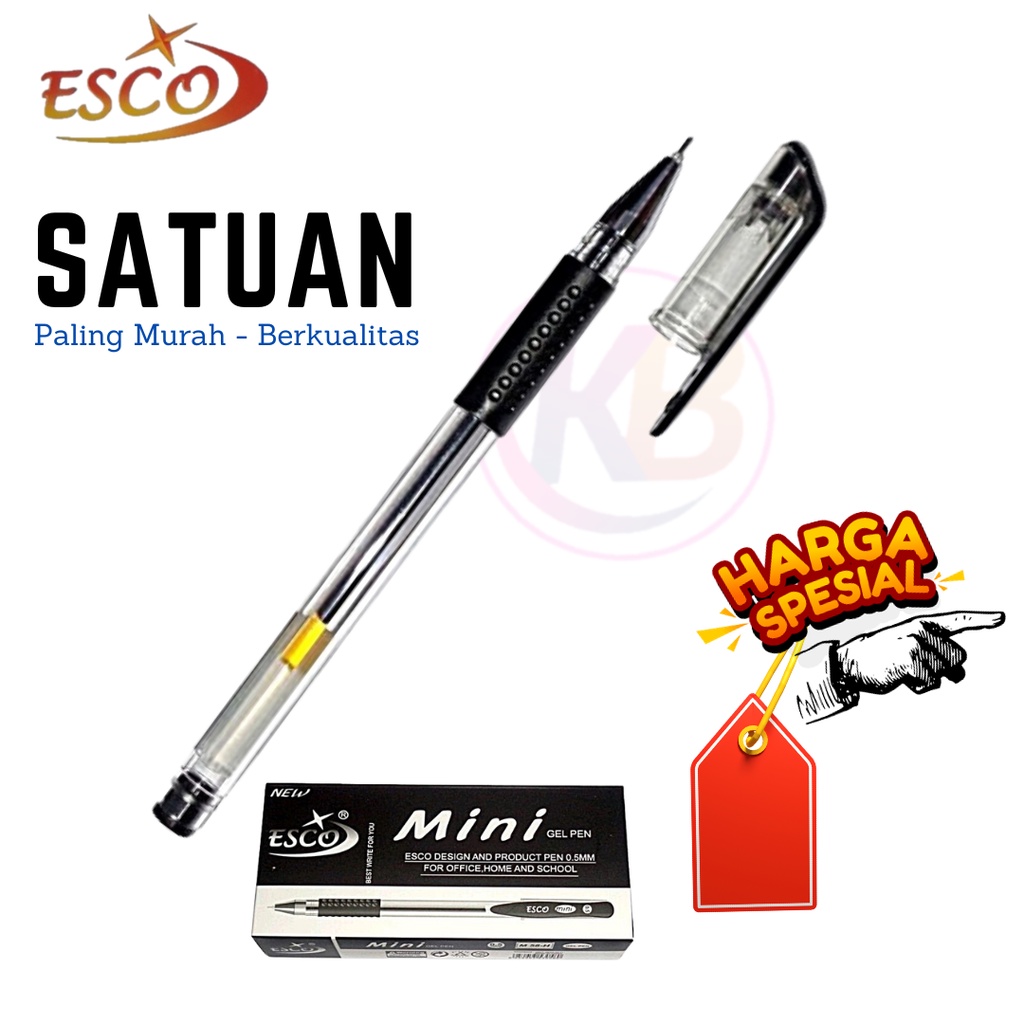 

Pulpen Gel - Bolpen Jel -Lancip Mata Jarum - Esco Mini Hitam - Bolpen Esco Mini - Toko Gemilang