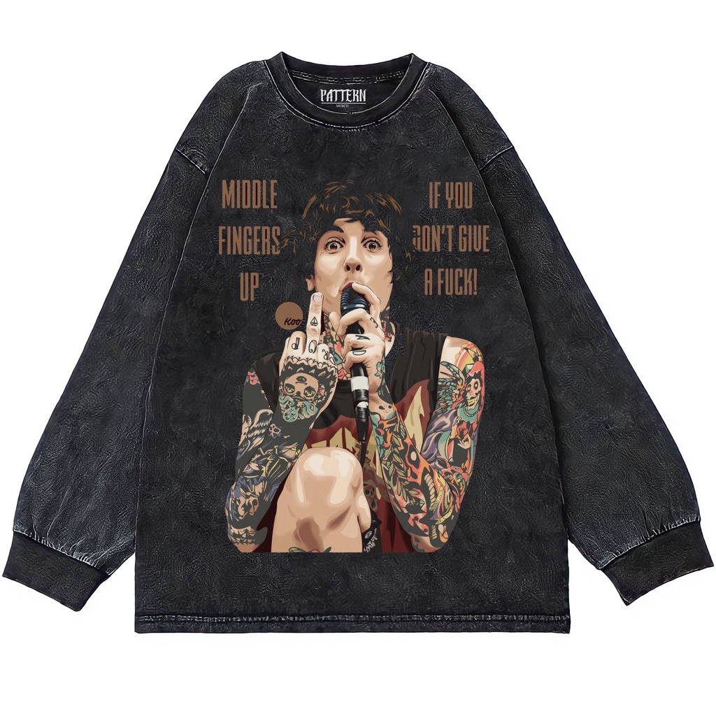 Patternmerch "BMTH oliver sykes middle" Oversize T-Shirt | Longsleeve Oversized | washing tee | Kaos