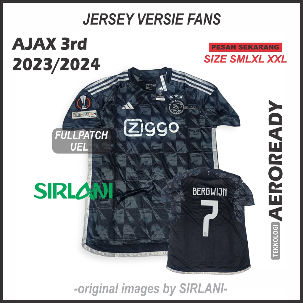 JERSEY AJAX 3rd HITAM 2023 2024 JERSEY BOLA AJAX 3rd 23 24