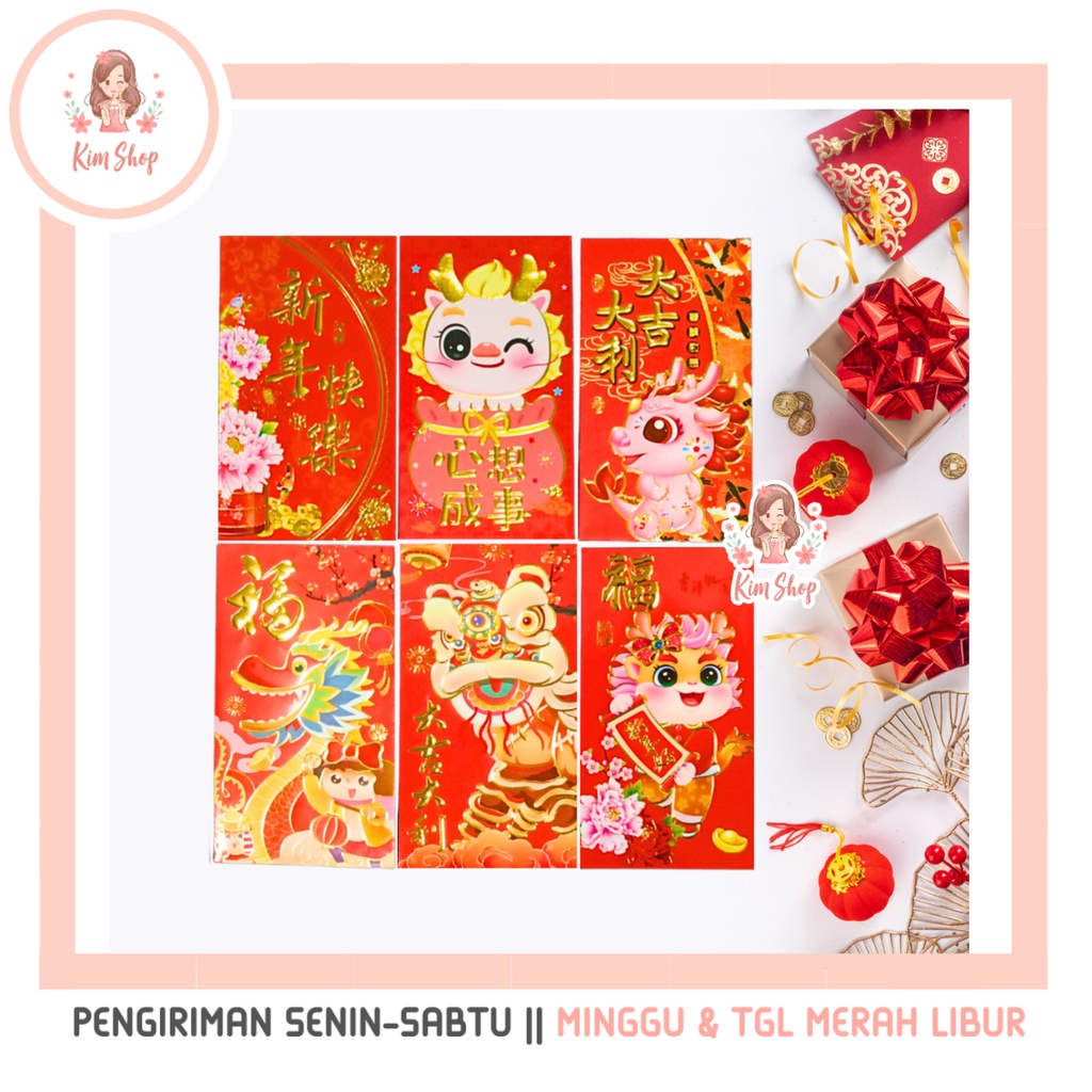 

KIM SHOP - Amplop Imlek Kertas Angpao Sincia Angpau Naga 2024 3D Panjang Dragon Chinese New Year Red Envelope