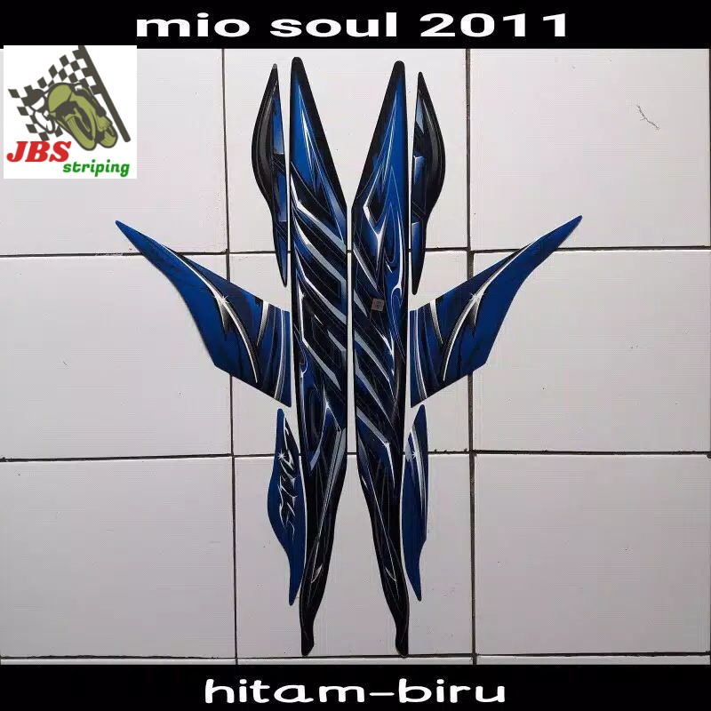 striping mio soul stiker  yamaha mio soul karbu lama thn 2011 hitam biru