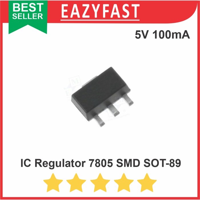 IC Regulator L 7805 CV 5 V Volt 5V 100mA 0.1 A 78L05 78M05 SMD SOT-89