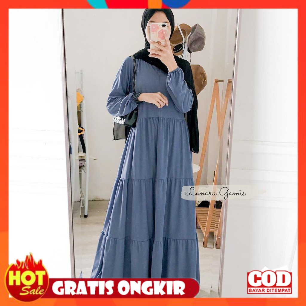KAIN ADEM HALUS TEBAL / Lunara Maxy / Gamis Muslim Dropknit Susun Grosir Seragam Pengajian