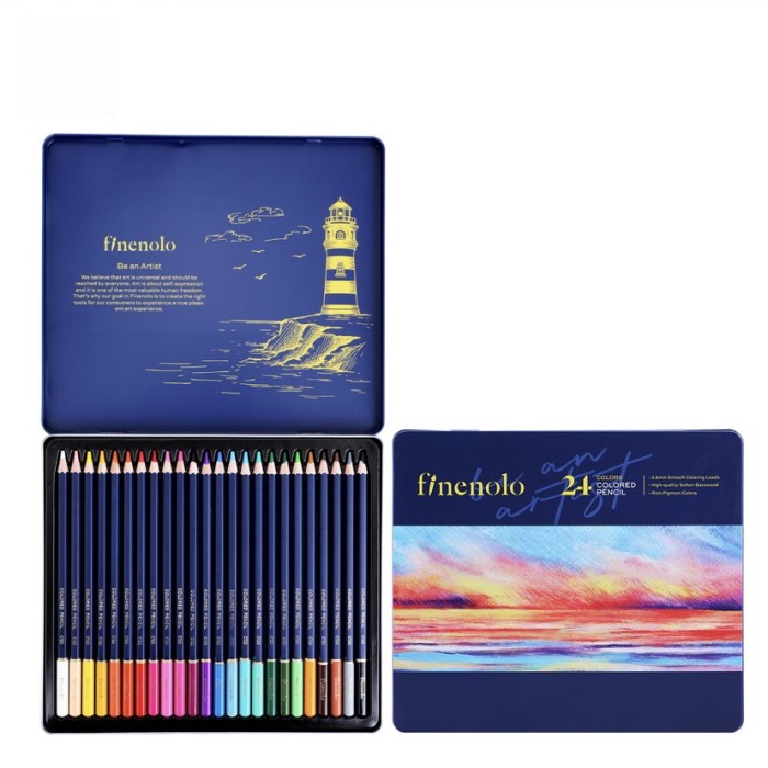 

PROMO [[ BEST SELLER ]] Fineolo Colored Pencil Set 24/36/48/72 Color - Pensil Warna Box Metal - 24 Warna