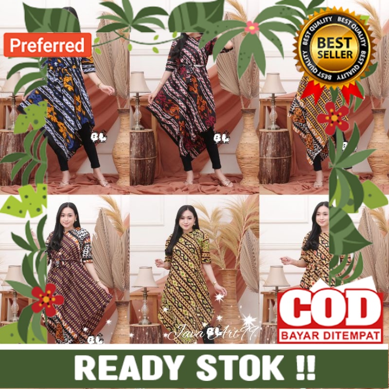 BAJU DRESS WANITA MODERN MODEL TERBARU MOTIF BATIK LENGAN PENDEK SELUTUT PARTY NATAL SERAGAMAN KARYA