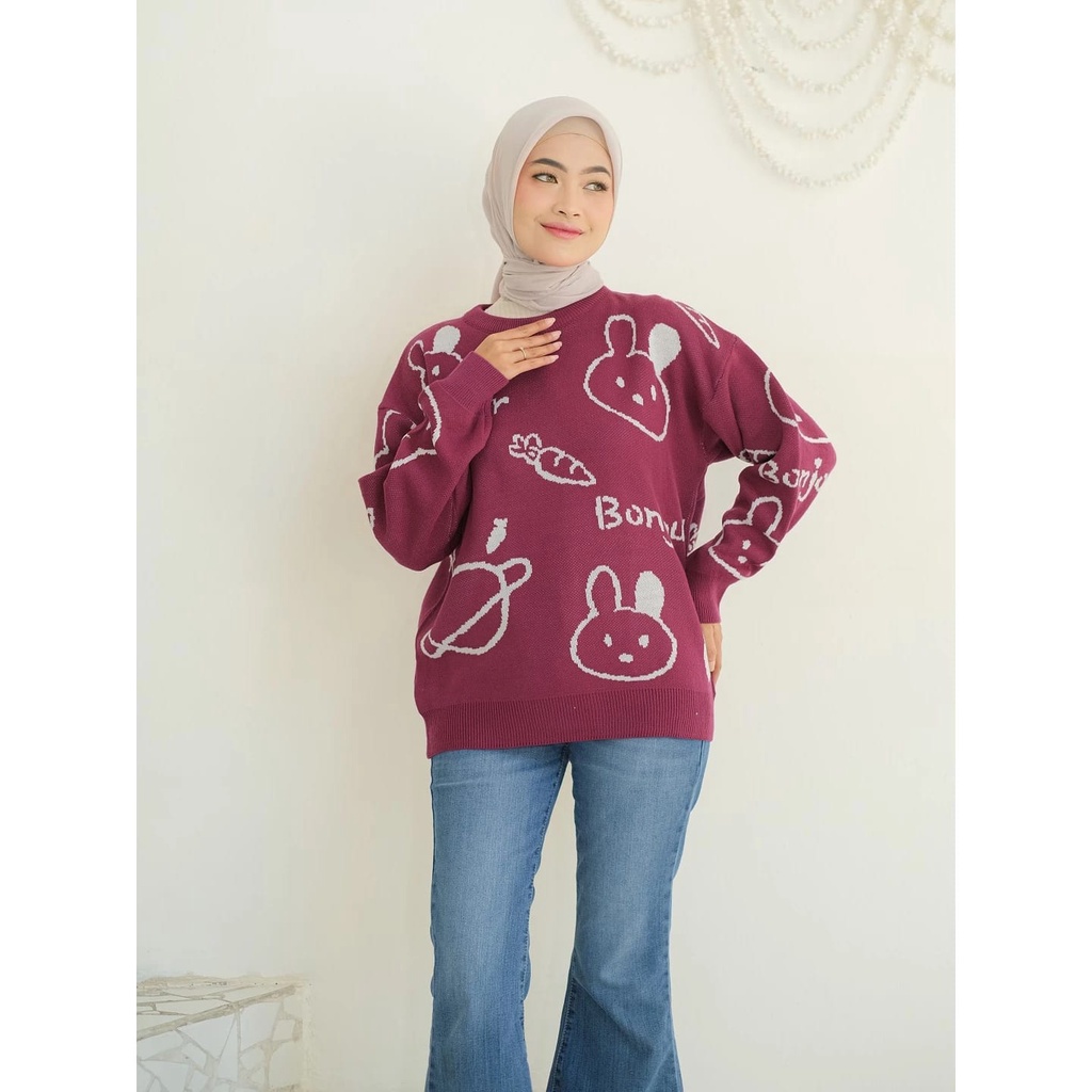 Zahra Sweater Wanita Baju Rajut Premium Usagi Oversize  | Atasan Rajut Cewek Halus Tebal Terbaru