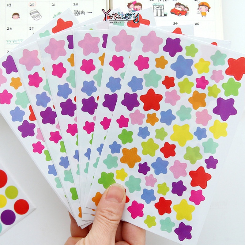 

COD❤️ Stiker titik-titik cinta warna-warni Korea album foto dekorasi DIY stiker pelangi pentagram pelangi 8pcs pack-yy