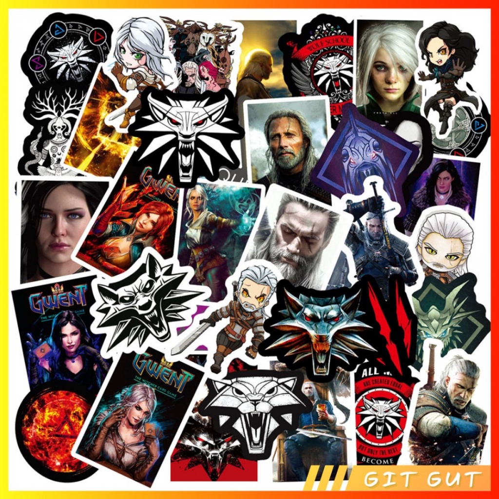 

Sticker Pack Stiker Vinyl 50 pcs The Witcher 3 III Wild Hunt Geralt