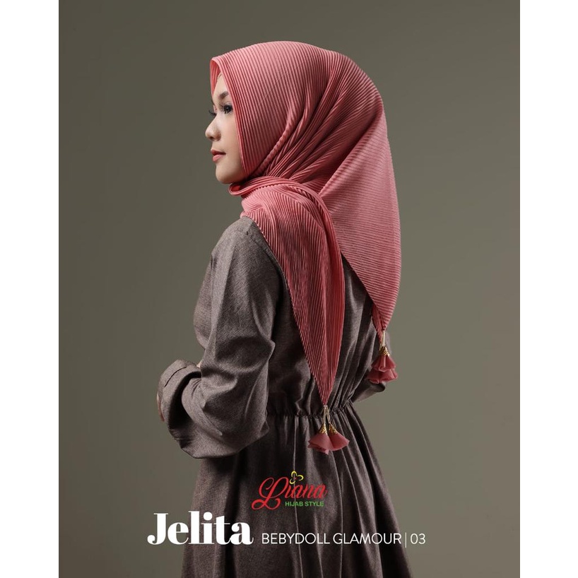 Jilbab Segiempat Segi Empat Plisket Polos Jelita Tassel Ori Liana Hijab