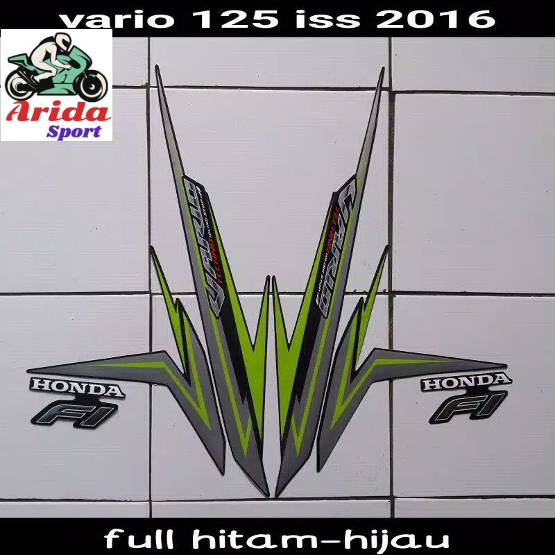 striping vario 125 stiker honda vario techno 125 led fi iss 2016 full hitam hijau lis body vario sti