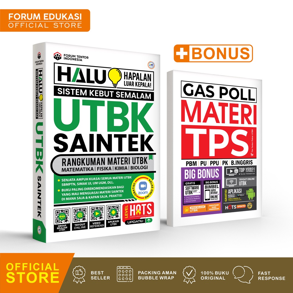 Buku Halu UTBK SBMPTN SAINTEK Bonus Gaspoll Materi Terlengkap TKA Per Mapel 2024