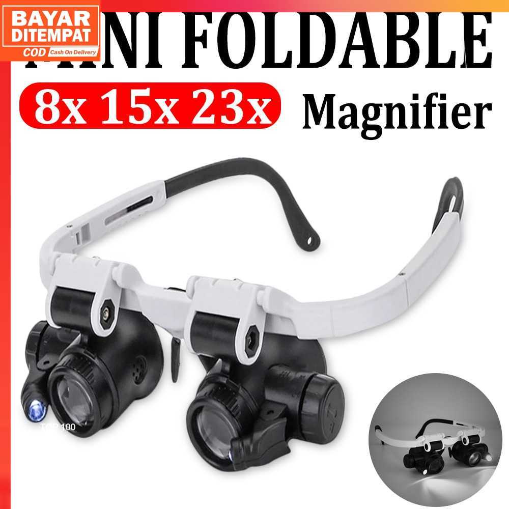 ( 100% ORI ) HKFZ Kacamata Pembesar Watch Repair 23x Magnifier dengan 2 LED - 9892H