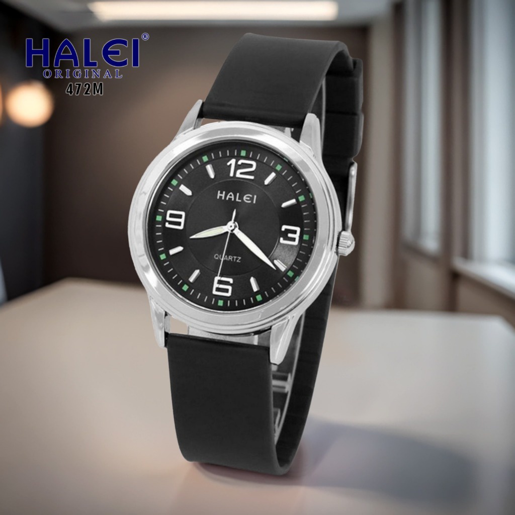 Halei ID 472 M - Jam Tangan Halei Pria Tali Karet Analog Kekinian - Tahan Air dan Garansi 1 Tahun.Fr