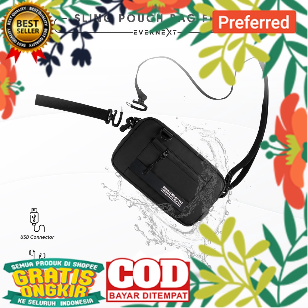 Evernext - Tas Selempang Pria Sling Bag Felix Waterproof Clutch Bag Pria Anti Air Waist Bag Pouch Ba