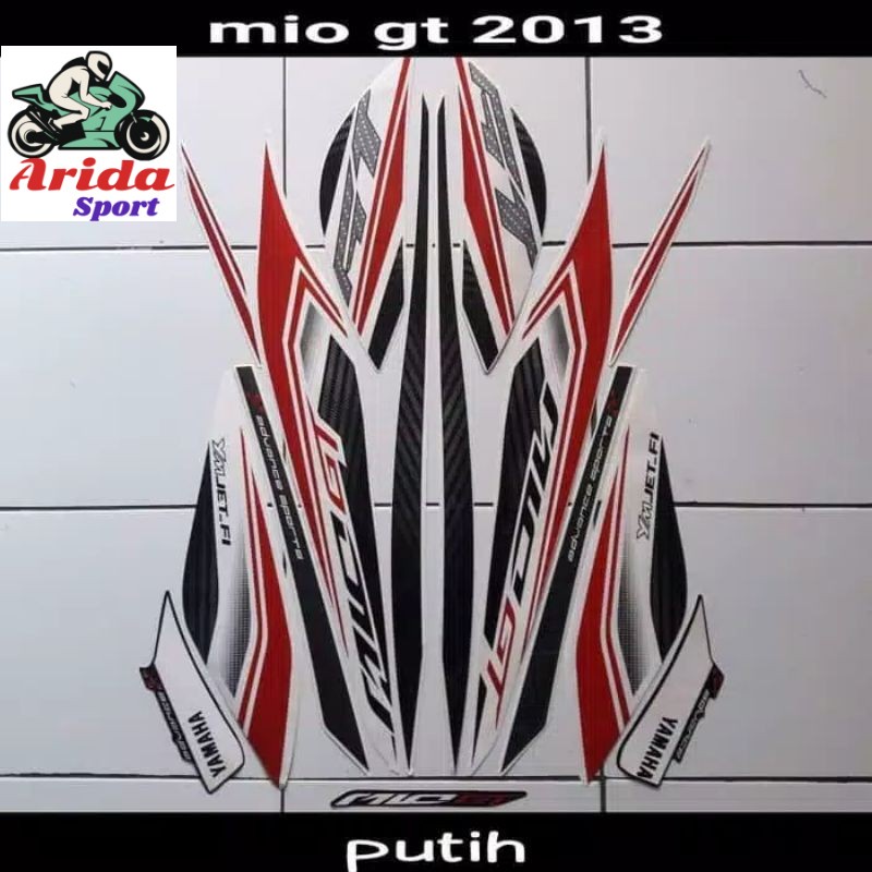 striping mio gt stiker yamaha mio gt thn 2013 putih lis body mio gt