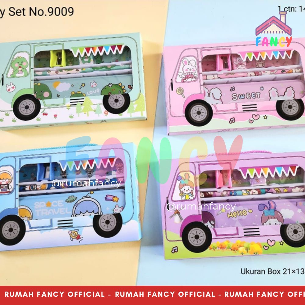 

Paket Alat Tulis/ Study Set Fancy 9009 mobil BUS Animal / Dino Cute / Rabbit Pink / Astronout / tempat pensil set Momo Girl