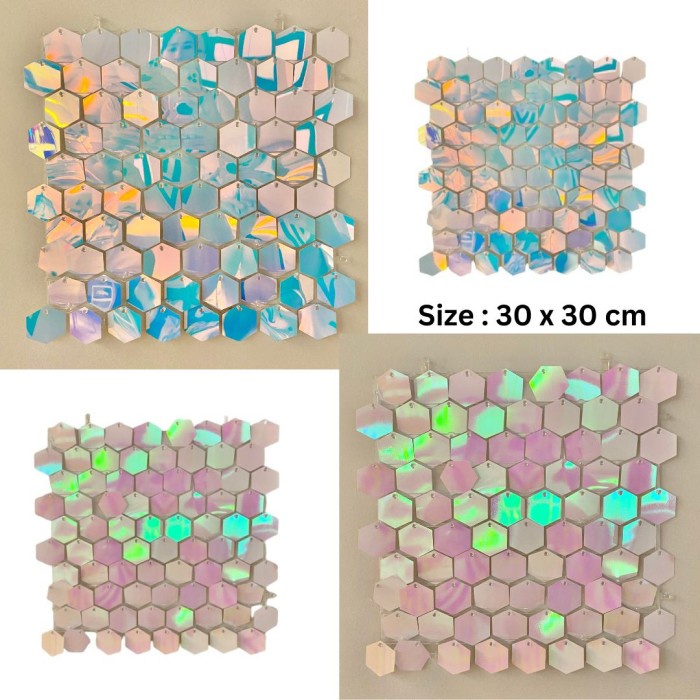 Shimmer Wall / Sequin Wall / Backdrop Dekorasi Pesta Manik2 - Hologram Pink