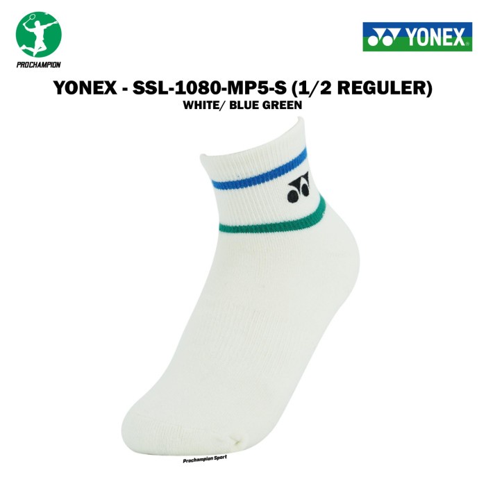 Kaos Kaki Badminton  Yonex SSL 1080 MP5 Ladies White Blue & White Blue Green Reguler