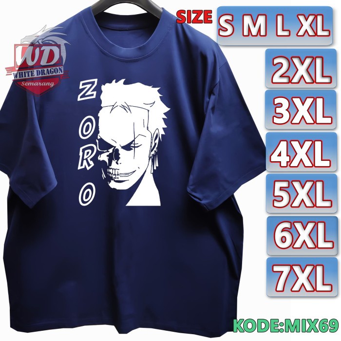 MURAH-  KAOS ZORO ONE PIECE S M L XL 2XL 3XL 4XL 5XL 6XL 7XL BIG SIZE MIX69 - S- 1.2.23